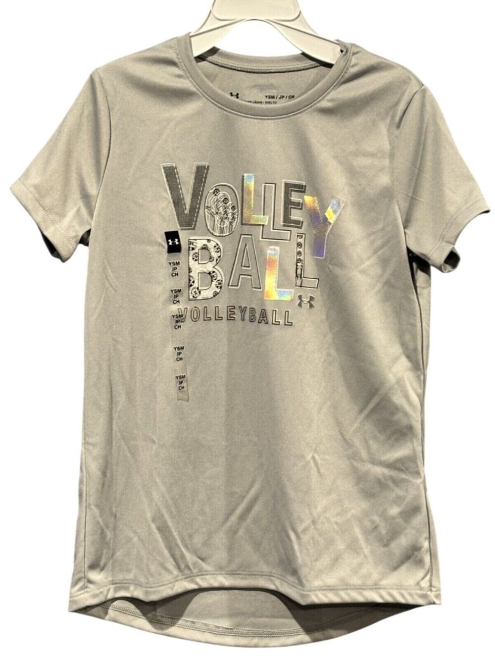 Under Armour Youth Volleyball Graphic T-Shirt HeatGear Loose Fit Gray YSM